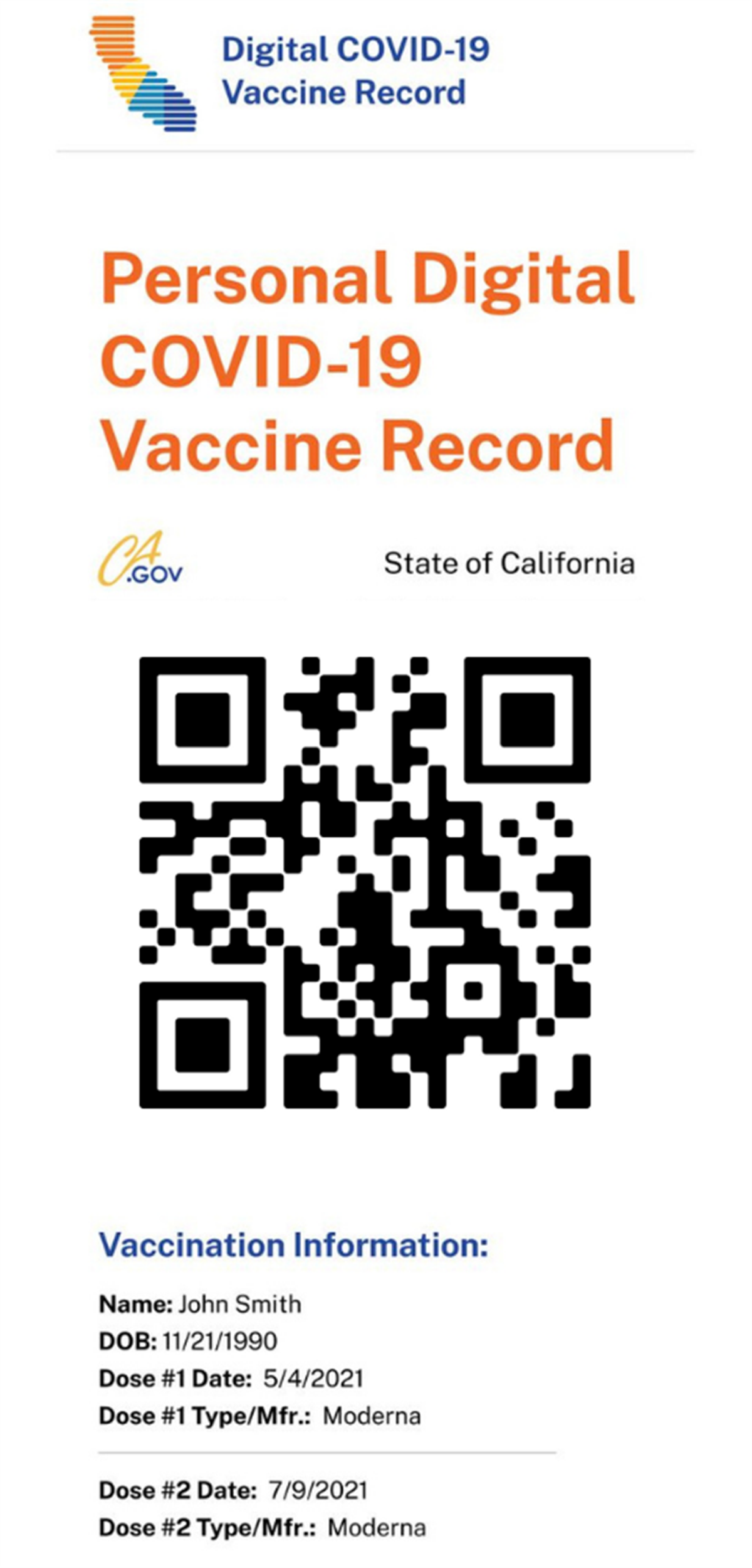 Digital COVID-19 Vaccine Record