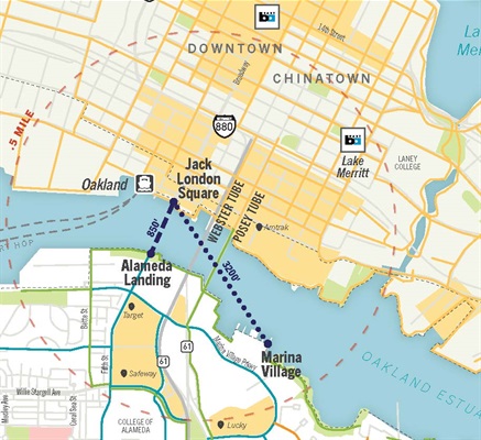 Map - close up - of proposed water shuttle service