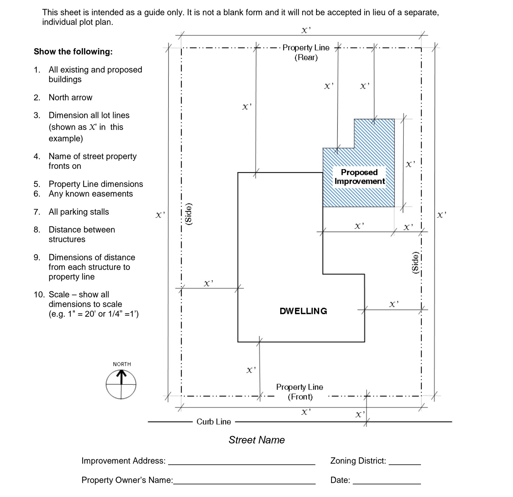 example of acceptable plot plan for easement and zoning check