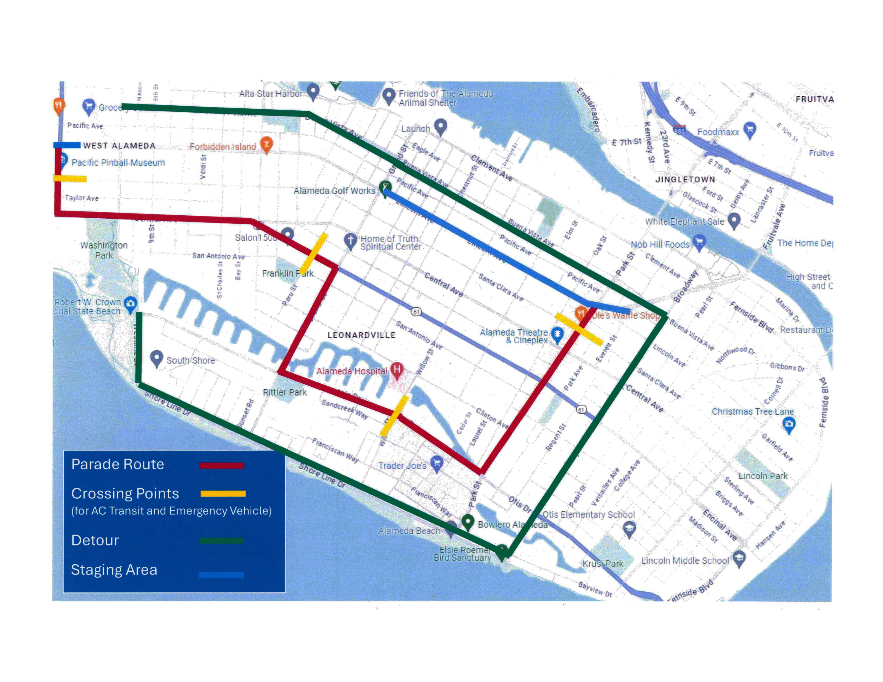 parade route detour map